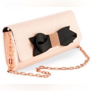 Ted Baker London light Pink and Black Clutch with Bow Detail